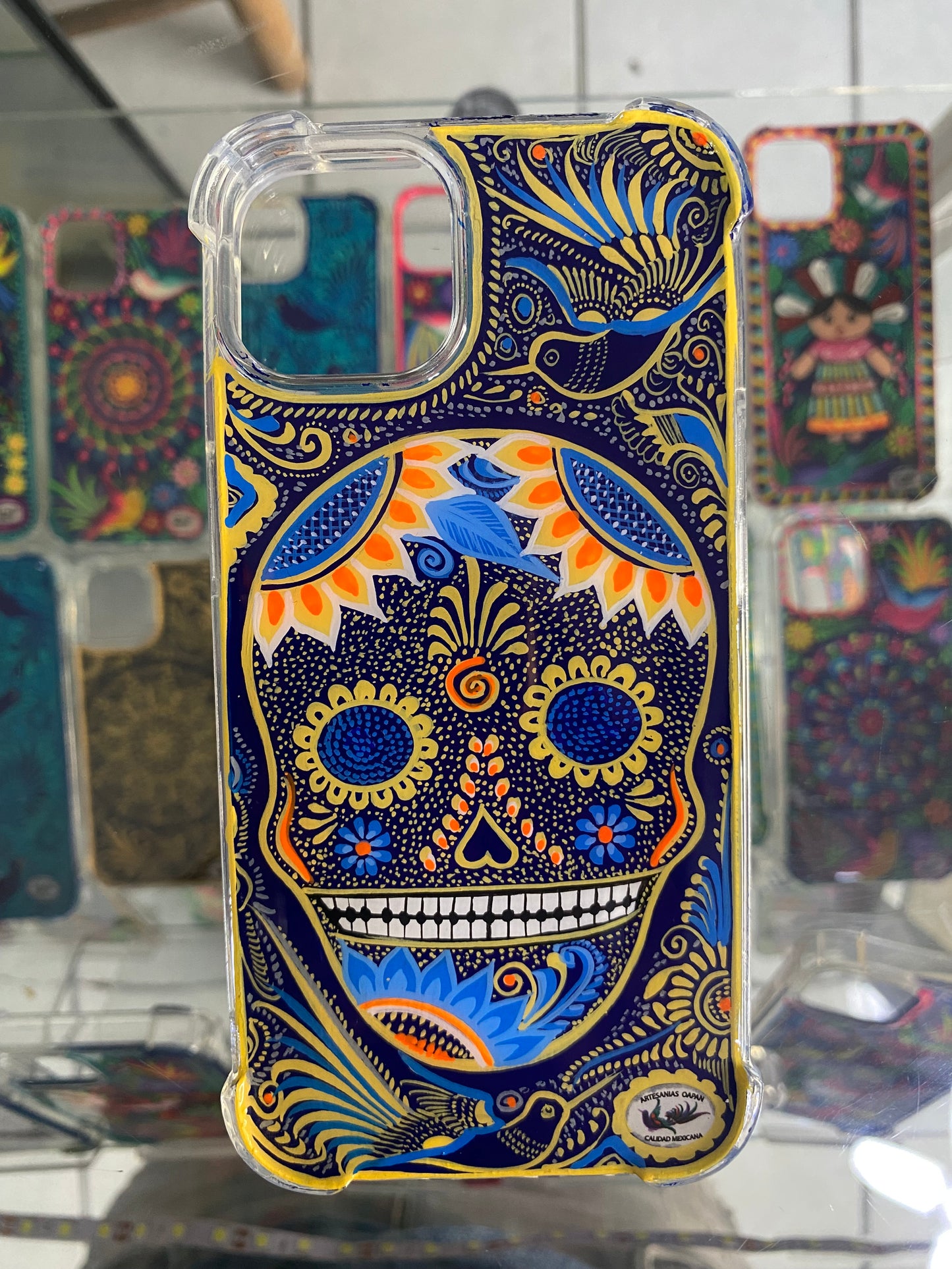 calavera amarillo con azul
