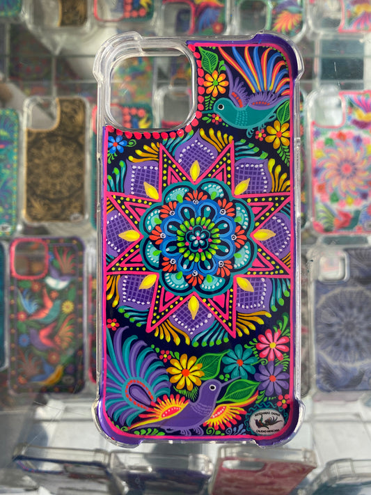 mándala colorida fluorescente fondo negro