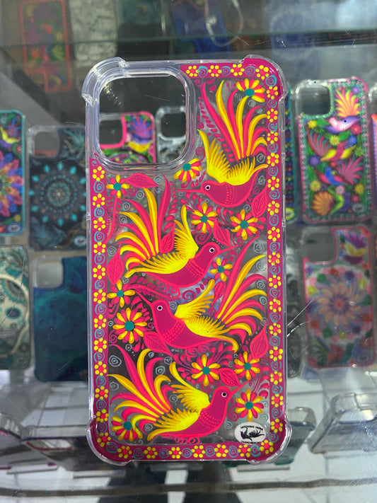 colibríes a dos colores fluorescente fondo transparentes funda para iPhone